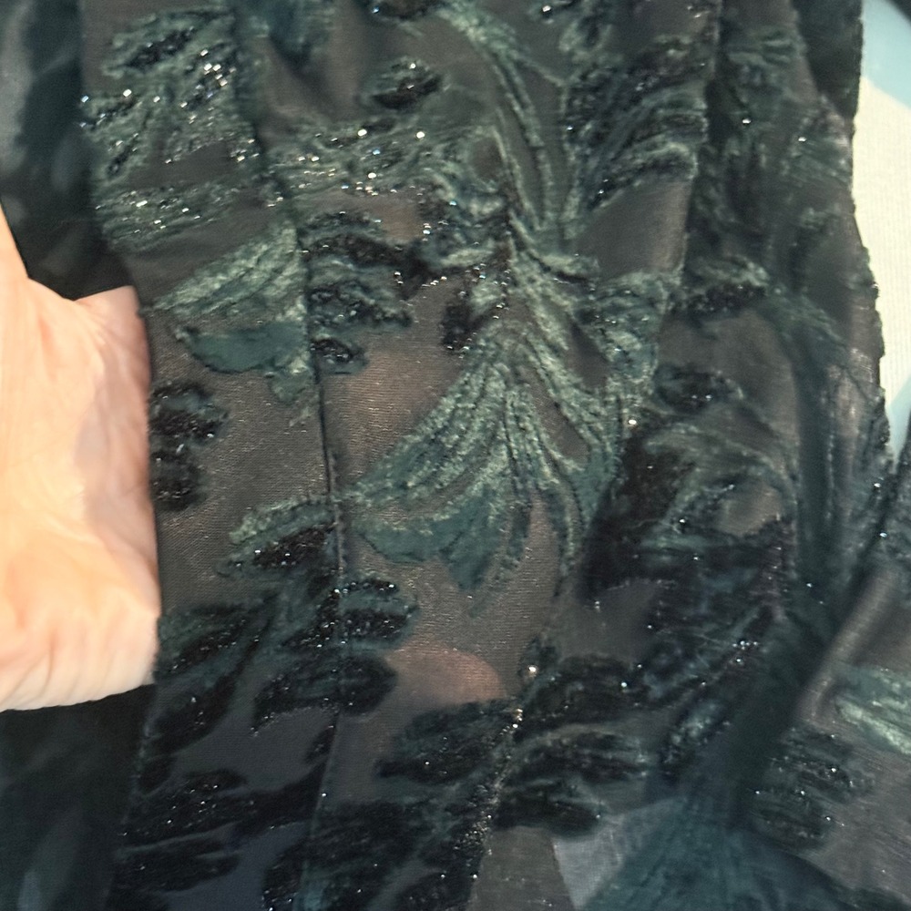 Susan Graver Occasion Cardigan MP Black Velvet Burnout Glitter Open Front Kimono - Picture 14 of 16